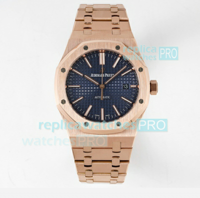 BF Factory Audermars Piguet Royal Oak 15400 Rose Gold Blue Dial Watch 41MM